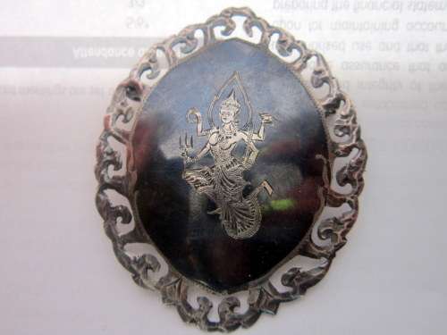 Sterling Silver Siam Niello Brooch