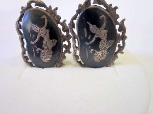 Sterling silver Siam clip on earrings.