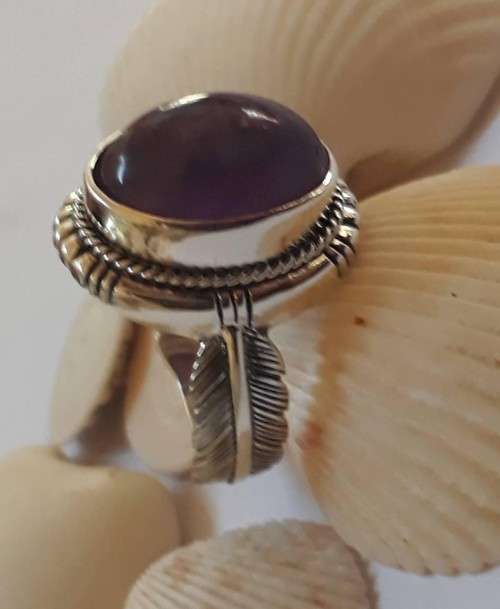 Amethyst set in this gorgeous sterling silver ring