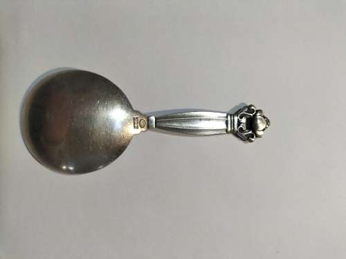 Georg Jensen Acorn design sugarspoon. Hallmarked sterling silver.