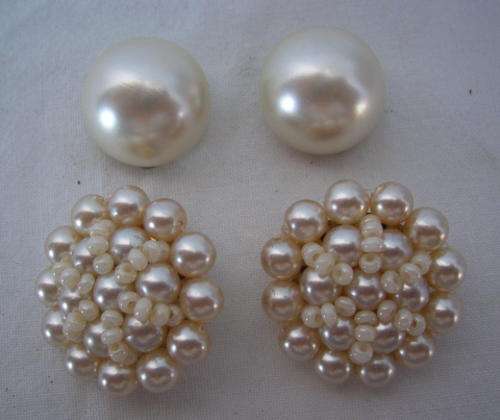 TWO SETS OF PRETTY PEARL CLIP ON EARINGS