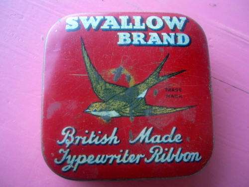 SWALLOW BRAND British Made Typewriter Ribbon Tin
