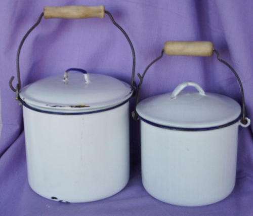 TWO OLDE ENAMEL KANNETJIES - THIS IS THE REAL THING