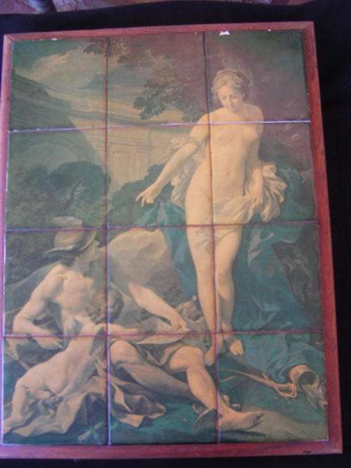 HERMES, CUPID AND VENUS - UP TO SOMETHING??    12 MOUNTED TILES ON WOOD