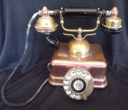 VINTAGE TELEPHONE - very olde - copper and brass with bakelite fittings - in excellent nick