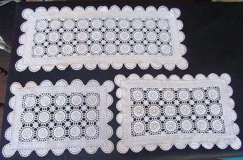 A LOVELY SET OF CROTCHETED RUNNERS - HANDMADE WITH A GOOD QUALITY COTTON