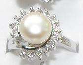 Beautiful Creamy White CZ Pearl Silver Tone Plated Ring