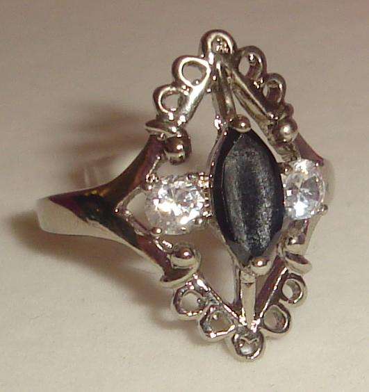 Stunning Black CZ Silver Tone Plated Ring