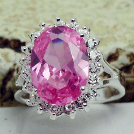 Stunning Pink Topaz 925 Sterling Silver #6.5