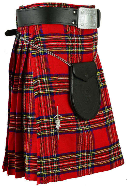SCOTTISH HIGHLAND ROYAL STEWART TARTAN KILT SIZES FROM 26 INCH TO 48 INCH