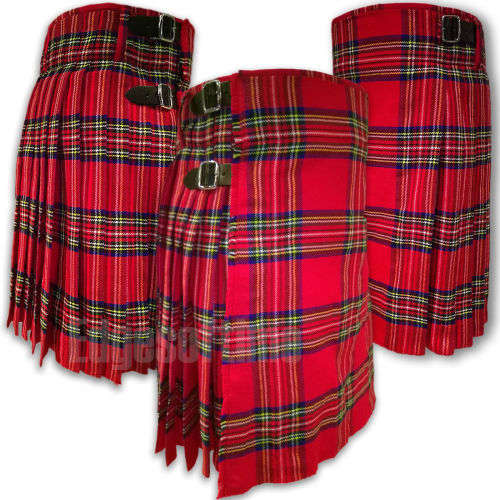 SCOTTISH HIGHLAND ROYAL STEWART TARTAN KILT SIZES FROM 26 INCH TO 48 INCH