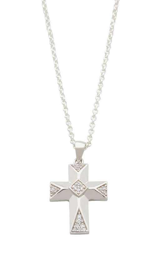 925 Sterling Silver C.Z cross pendant on chain