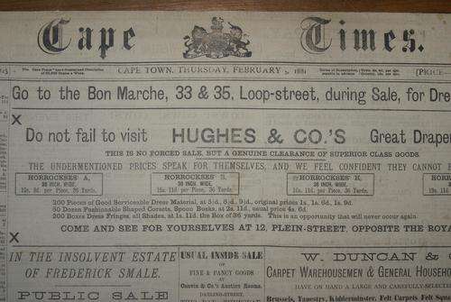 1st Boer War (1881)  and 2nd Boer War (1899\1900)  Era Cape Times Newspapers + 1911 Cape Times.