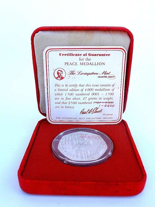 Zimbabwe Rhodesia Peace silver medallion, limited edition