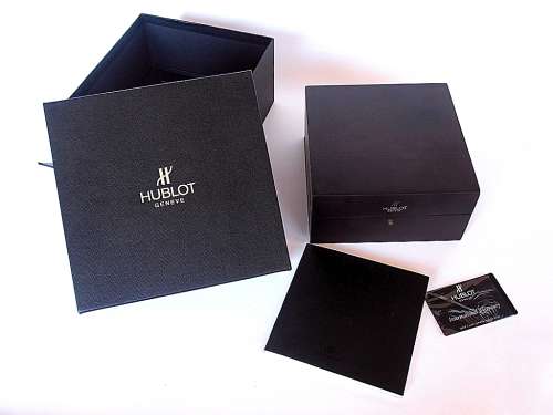 HUBLOT wooden display box, presentation box w. outer box, warranty card, instruction manual