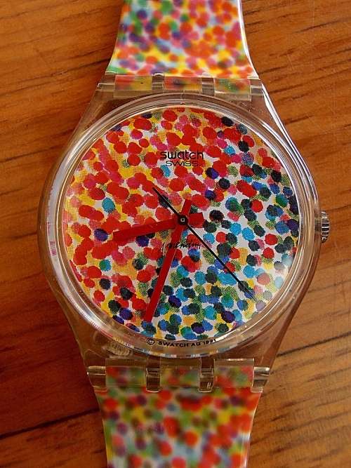 Vintage 1991 SWATCH Lots of Dots GZ121, unworn, boxed with instructions, SEE MY COLLECTION!