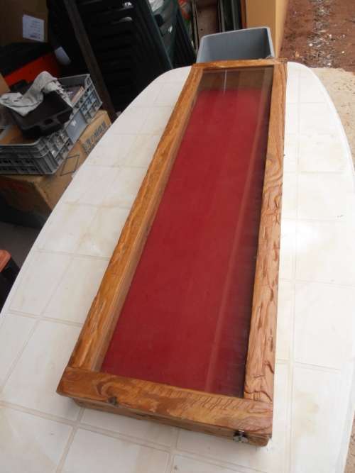 Large wooden display/presentation box with glass, one of two available