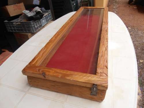 Large wooden display/presentation box with glass, one of two available