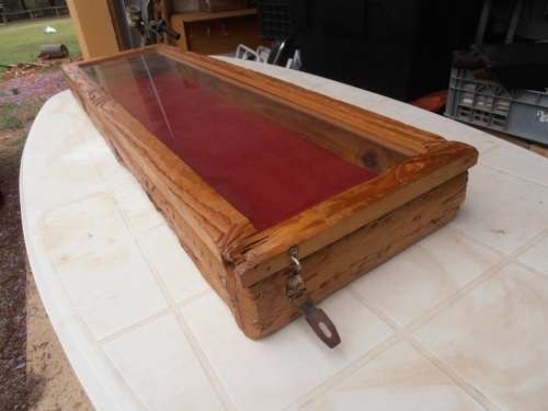 Large wooden display/presentation box with glass, one of two available