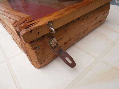 Large wooden display/presentation box with glass, one of two available