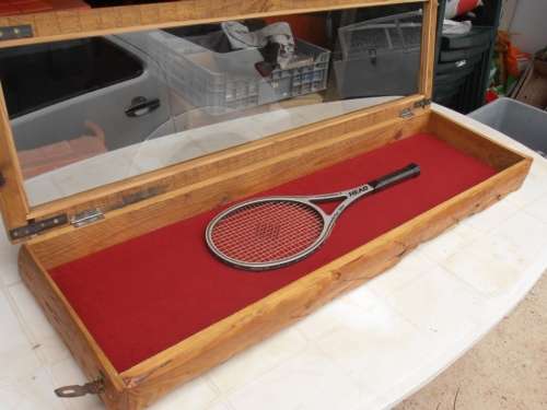 Large wooden display/presentation box with glass, one of two available