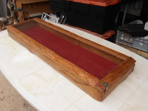 Large wooden display/presentation box with glass, one of two available