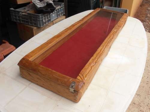 Large wooden display/presentation box with glass, one of two available