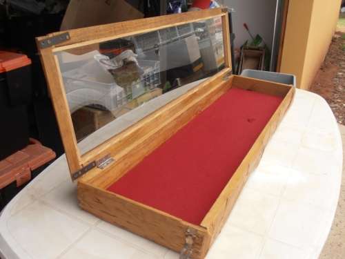 Large wooden display/presentation box with glass, one of two available