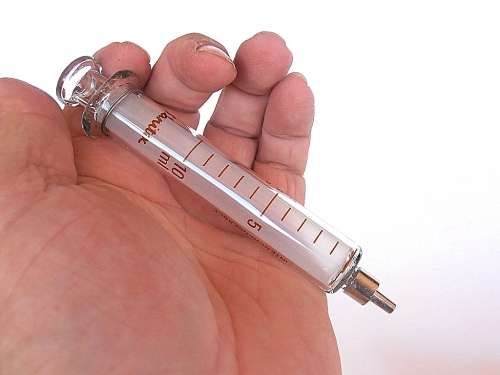 Two Swiss Sanitex Eterna-Matic glass syringes, new in original boxes, 10 ml & 20 ml, Switzerland