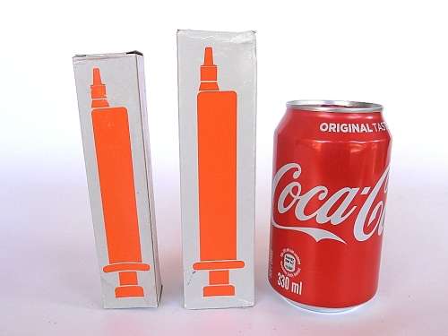 Two Swiss Sanitex Eterna-Matic glass syringes, new in original boxes, 10 ml & 20 ml, Switzerland