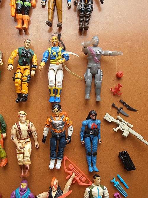56 x vintage GI Joe figures and weapons, 1984-2004, Hasbro, Lenard, Matchbox