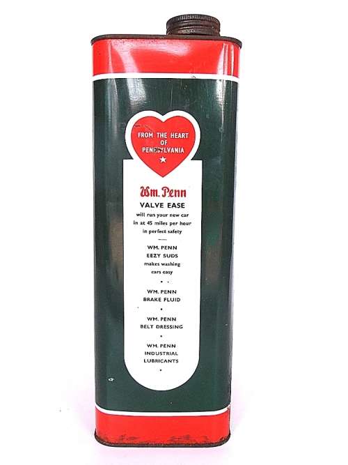 Vintage Red Heart WM Penn metal motor oil can