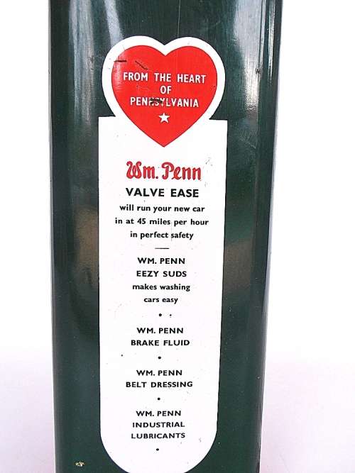 Vintage Red Heart WM Penn metal motor oil can