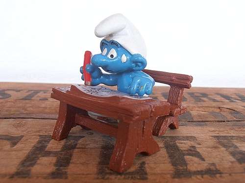 40220 School Desk Smurf, Vintage Smurfs figure, Shipping will only be charged once!