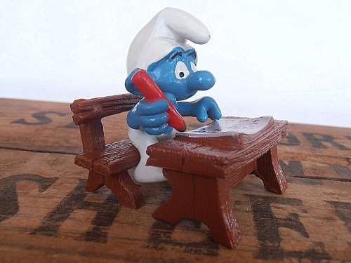40220 School Desk Smurf, Vintage Smurfs figure, Shipping will only be charged once!