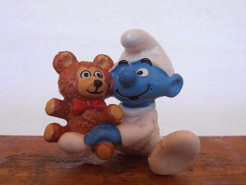 20205 Baby with Teddy Smurf, Vintage Smurfs figure, Shipping will only be charged once!