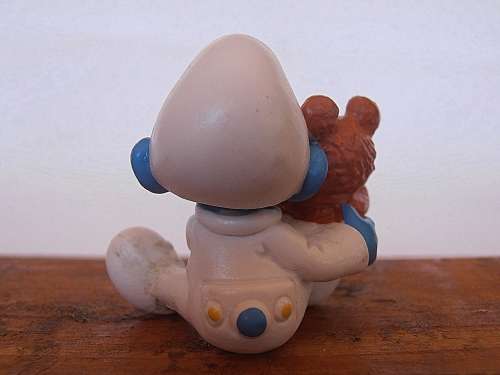 20205 Baby with Teddy Smurf, Vintage Smurfs figure, Shipping will only be charged once!