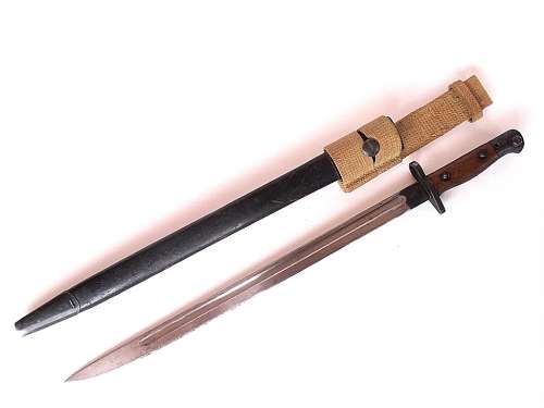 Bayonet with scabbard, total length is 57.5 cm
