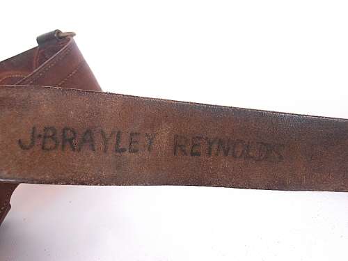 WW2 leather belt, length 112 cm, great condition, J. Brayley Reynolds, Royal Artillery