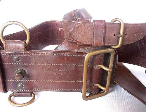WW2 leather belt, length 112 cm, great condition, J. Brayley Reynolds, Royal Artillery