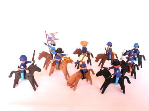 Vintage lot 1970's Playmobil US Army figures, soldiers and horses, Geobra