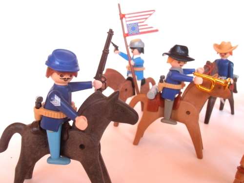 Vintage lot 1970's Playmobil US Army figures, soldiers and horses, Geobra