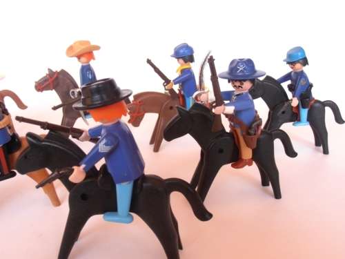 Vintage lot 1970's Playmobil US Army figures, soldiers and horses, Geobra