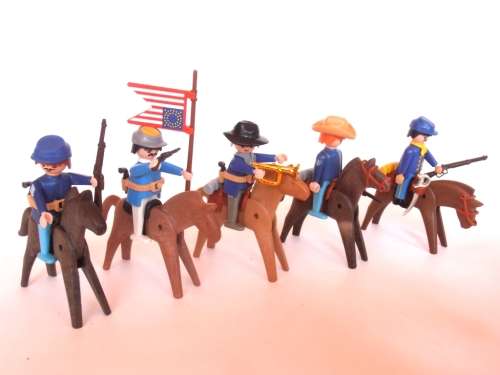 Vintage lot 1970's Playmobil US Army figures, soldiers and horses, Geobra