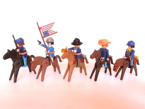 Vintage lot 1970's Playmobil US Army figures, soldiers and horses, Geobra