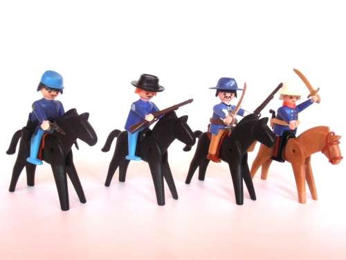 Vintage lot 1970's Playmobil US Army figures, soldiers and horses, Geobra