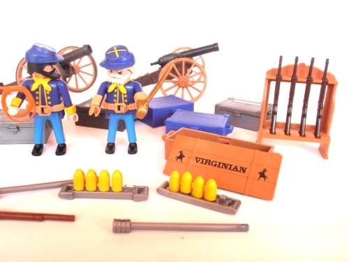 Vintage lot 1970's Playmobil US Army figures, soldiers and canons, Geobra
