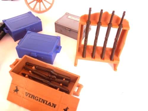 Vintage lot 1970's Playmobil US Army figures, soldiers and canons, Geobra