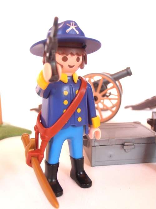 Vintage lot 1970's Playmobil US Army figures, soldiers and canons, Geobra