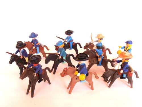Vintage lot 1970's Playmobil US Army figures, soldiers and horses, Geobra